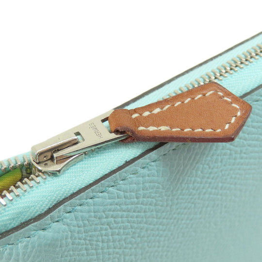HERMES Long Wallet Purse Epsom Mint blue Azap Silk in Long
