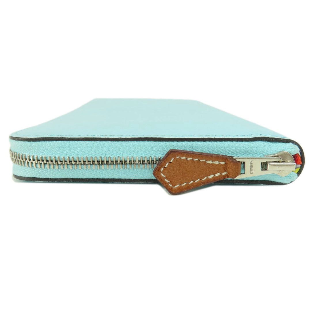 HERMES Long Wallet Purse Epsom Mint blue Azap Silk in Long