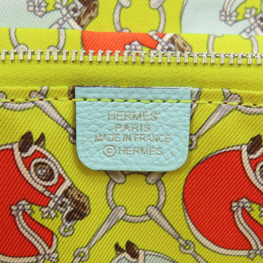 HERMES Long Wallet Purse Epsom Mint blue Azap Silk in Long