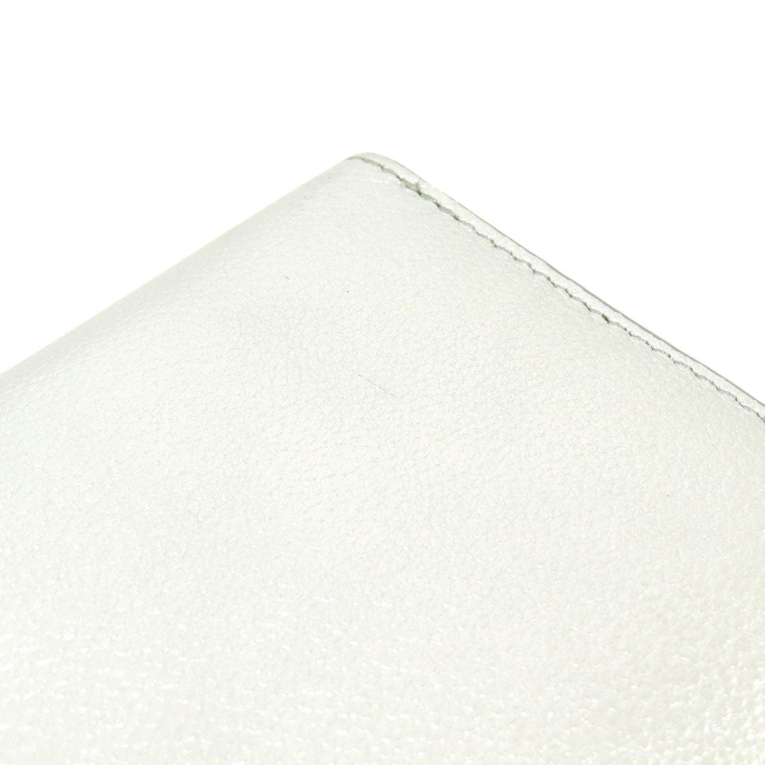 JIMMY CHOO Long Wallet Purse leather Silver logo Women Used Authentic