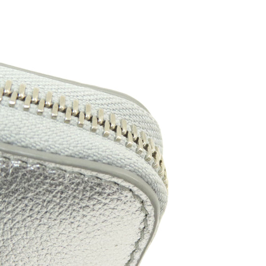 JIMMY CHOO Long Wallet Purse leather Silver logo Women Used Authentic