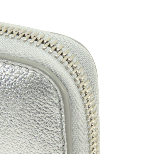 JIMMY CHOO Long Wallet Purse leather Silver logo Women Used Authentic