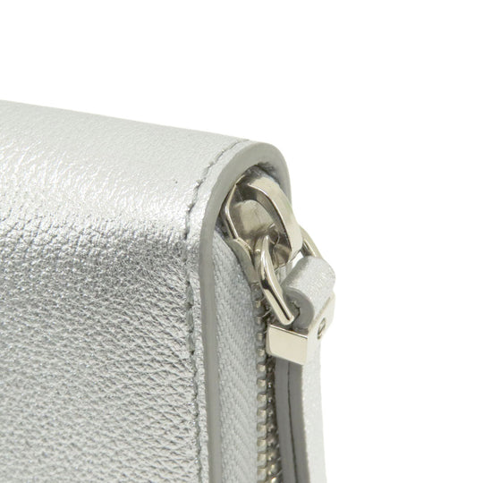 JIMMY CHOO Long Wallet Purse leather Silver logo Women Used Authentic