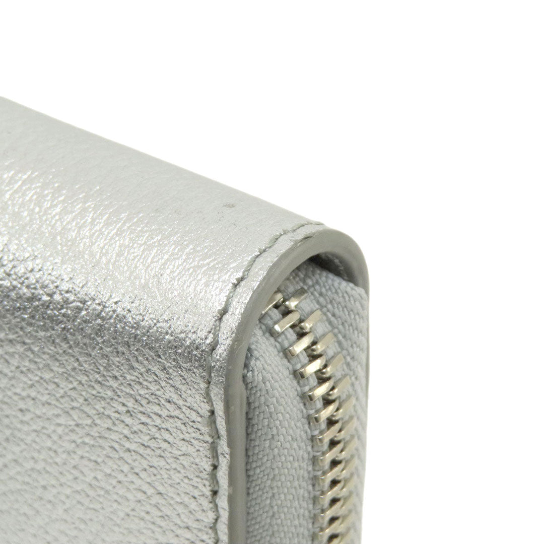JIMMY CHOO Long Wallet Purse leather Silver logo Women Used Authentic