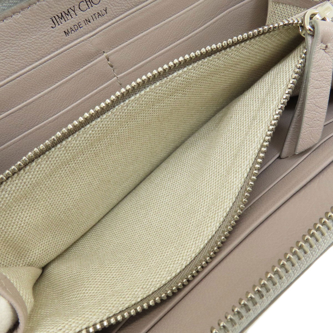 JIMMY CHOO Long Wallet Purse leather Silver logo Women Used Authentic