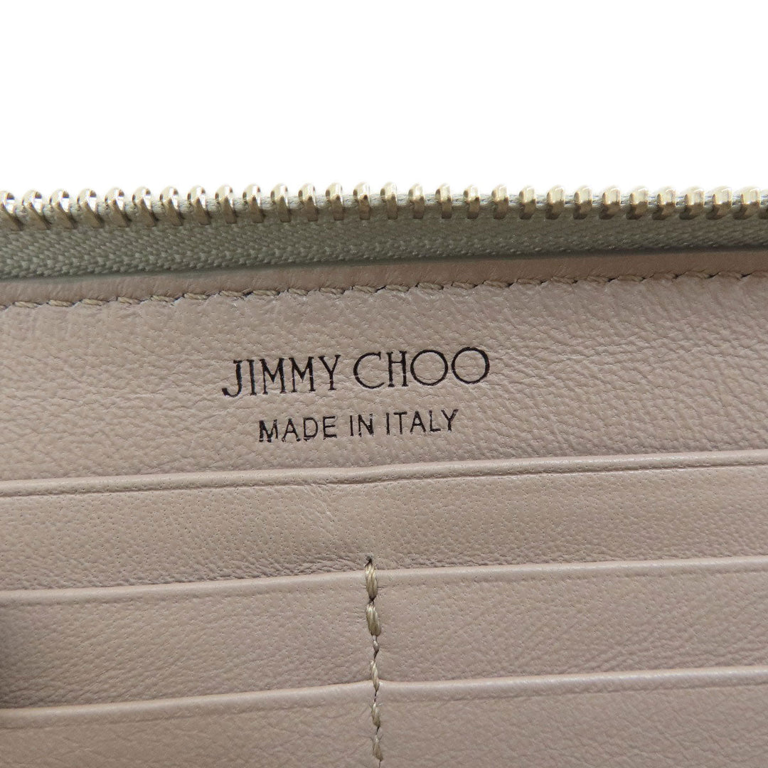 JIMMY CHOO Long Wallet Purse leather Silver logo Women Used Authentic