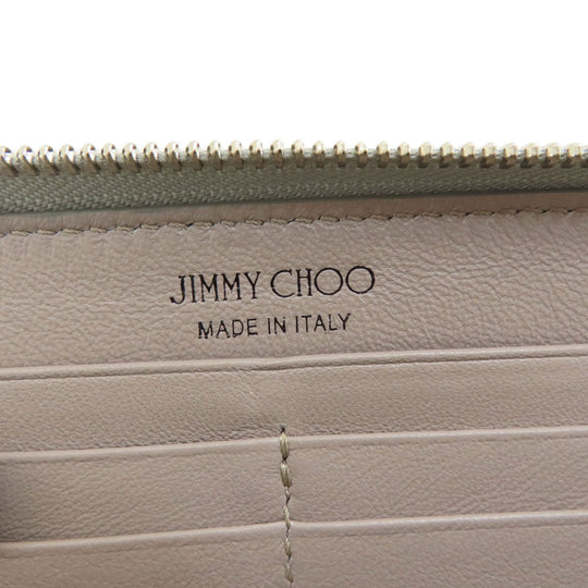 JIMMY CHOO Long Wallet Purse leather Silver logo Women Used Authentic