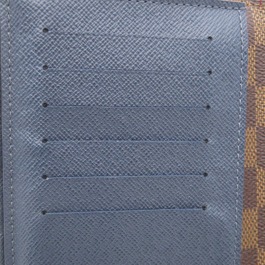 LOUIS VUITTON Long Wallet Purse N63153 Damier canvas Brown Portefeuille Brazza Former Women Used Authentic