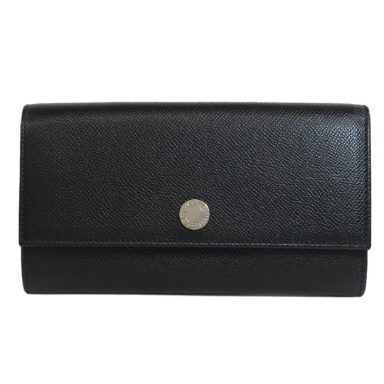BVLGARI Long Wallet Purse leather black logo
