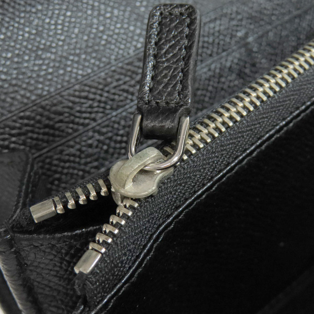 BVLGARI Long Wallet Purse leather black logo