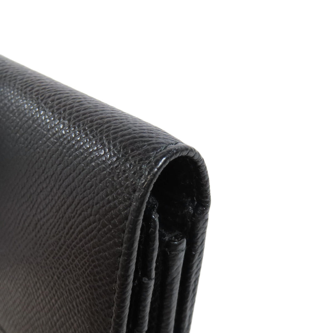 BVLGARI Long Wallet Purse leather black logo