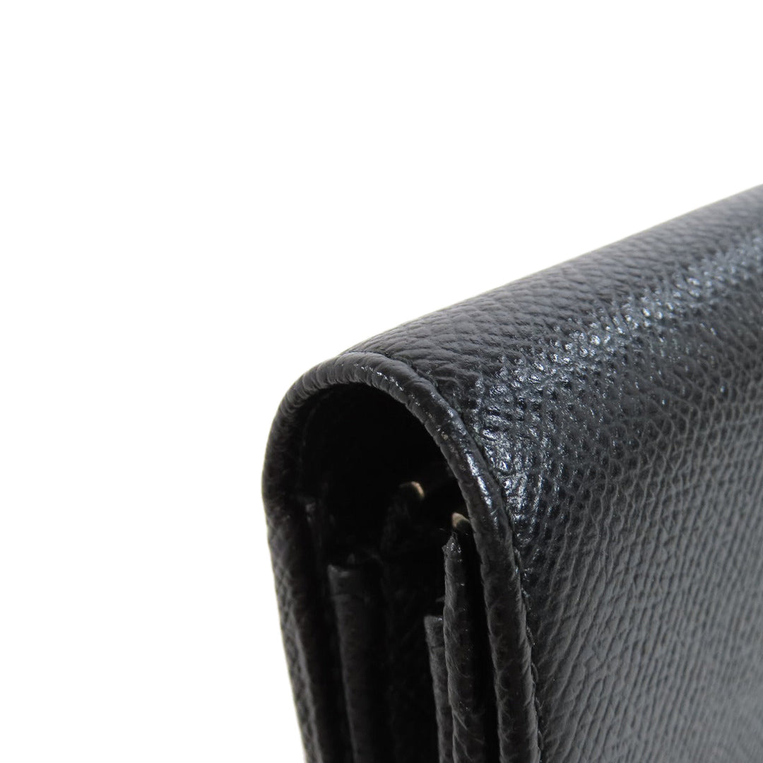 BVLGARI Long Wallet Purse leather black logo