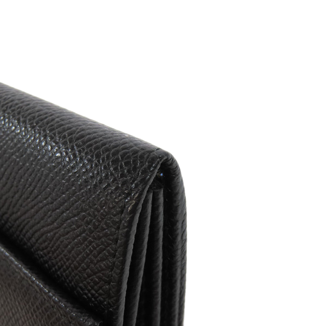 BVLGARI Long Wallet Purse leather black logo