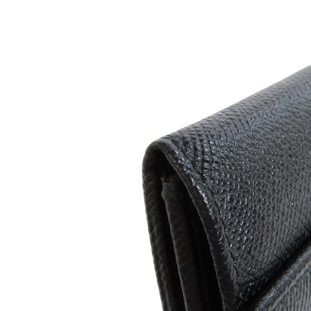 BVLGARI Long Wallet Purse leather black logo