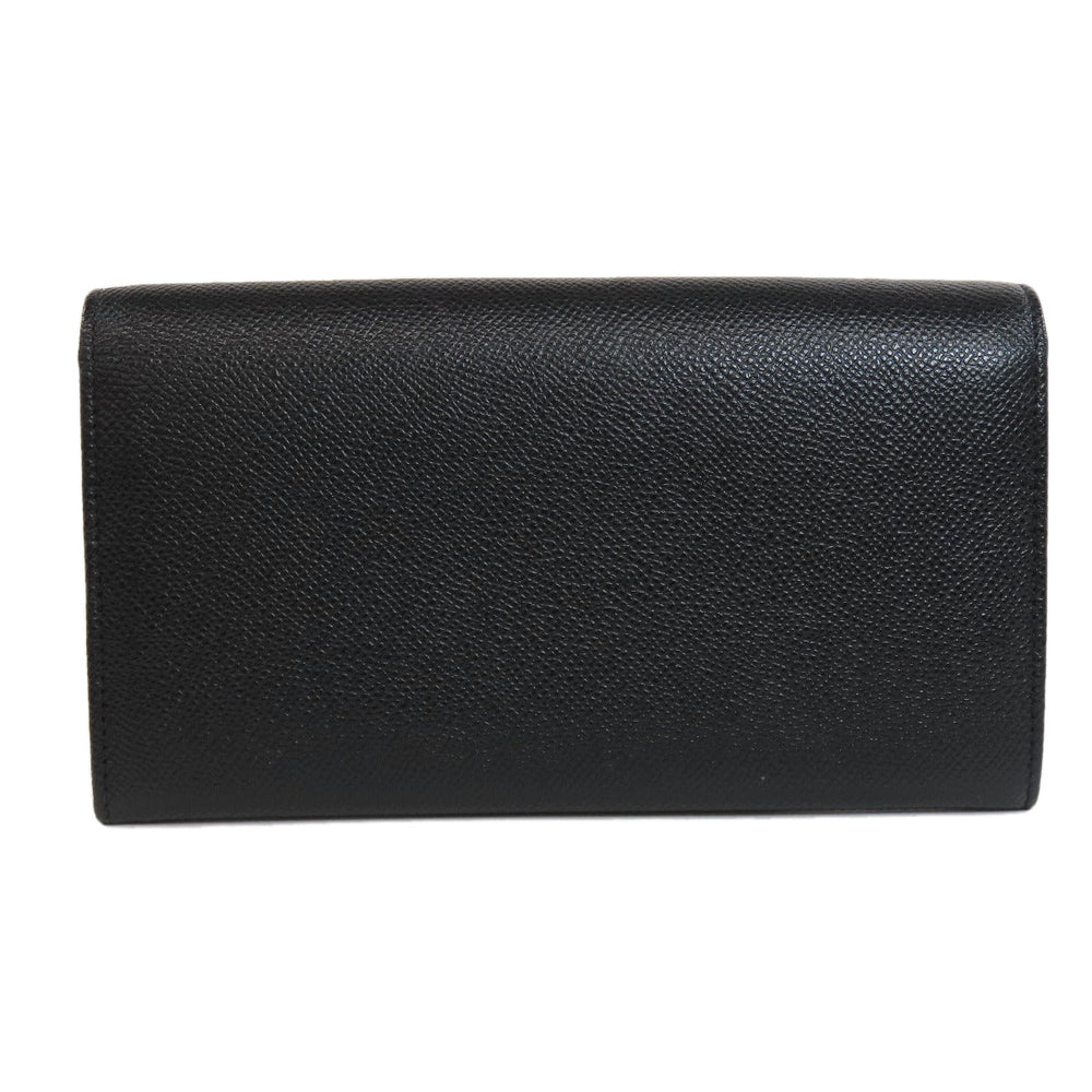 BVLGARI Long Wallet Purse leather black logo