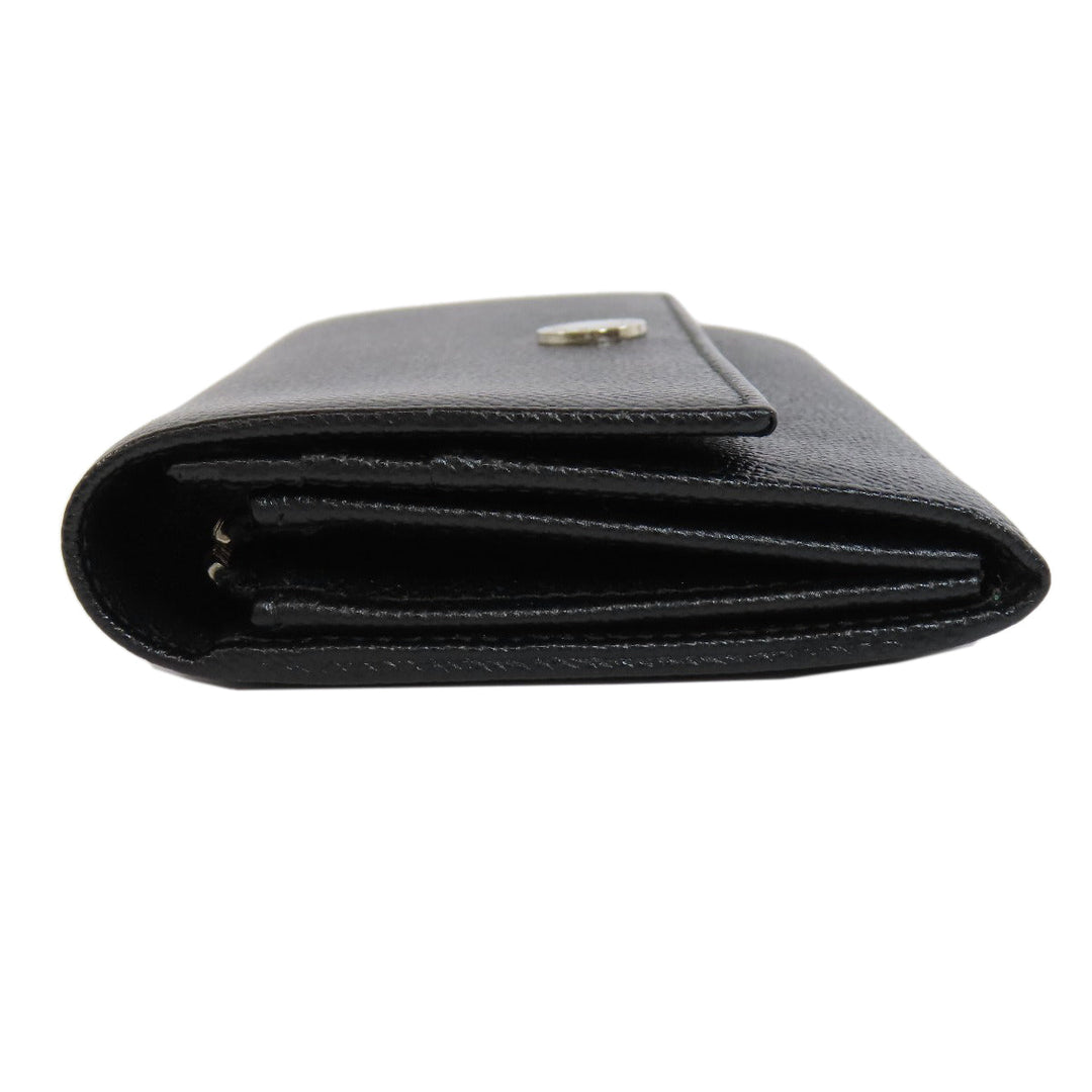 BVLGARI Long Wallet Purse leather black logo