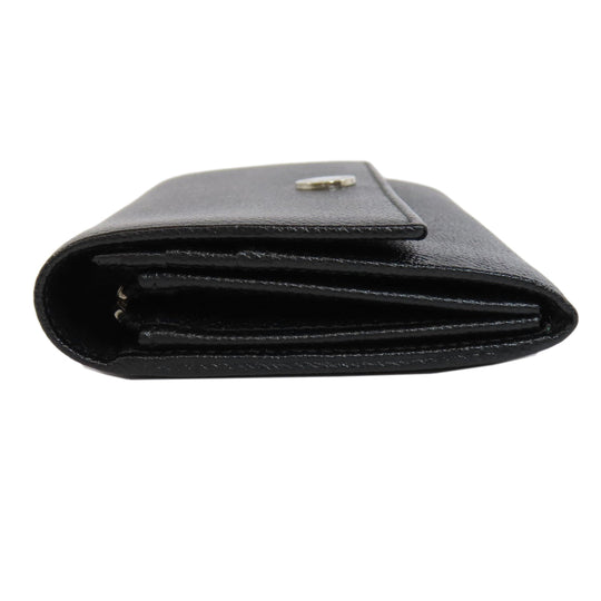 BVLGARI Long Wallet Purse leather black logo