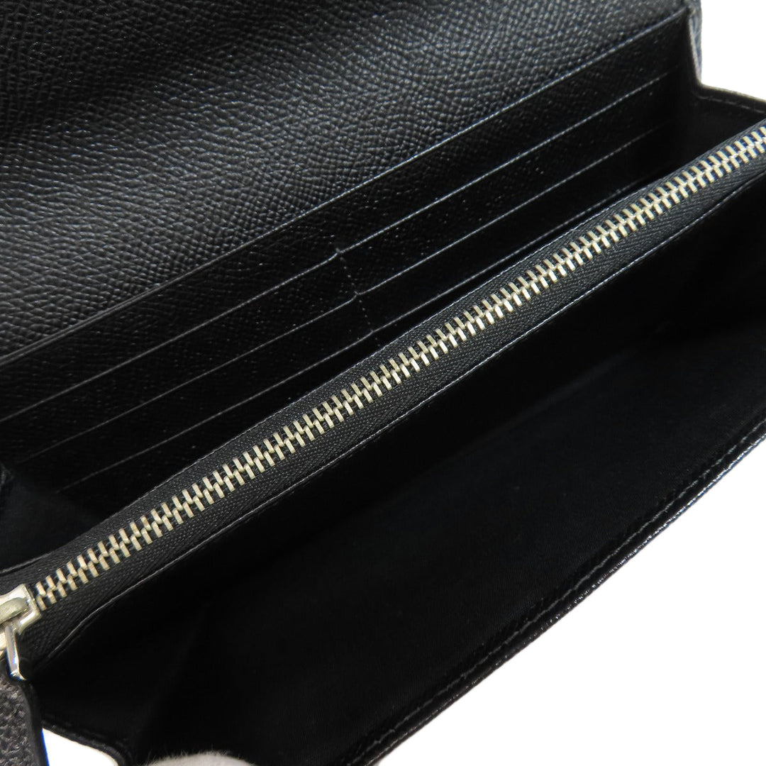 BVLGARI Long Wallet Purse leather black logo