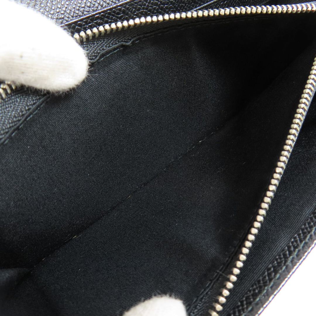 BVLGARI Long Wallet Purse leather black logo