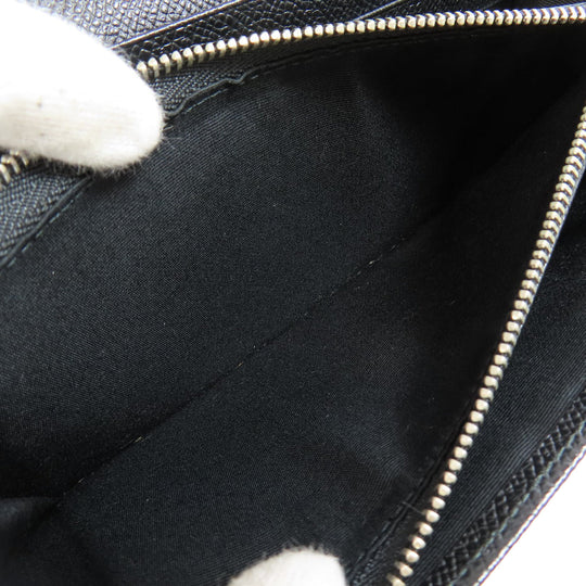 BVLGARI Long Wallet Purse leather black logo