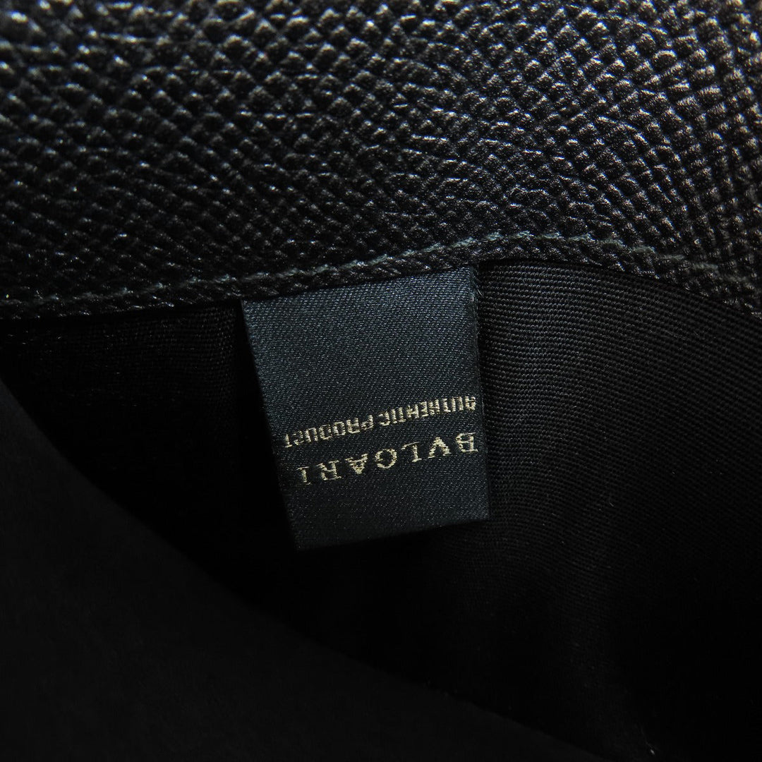 BVLGARI Long Wallet Purse leather black logo