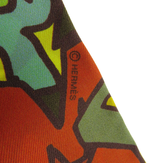 HERMES scarf silk green Twilly Women Used Authentic