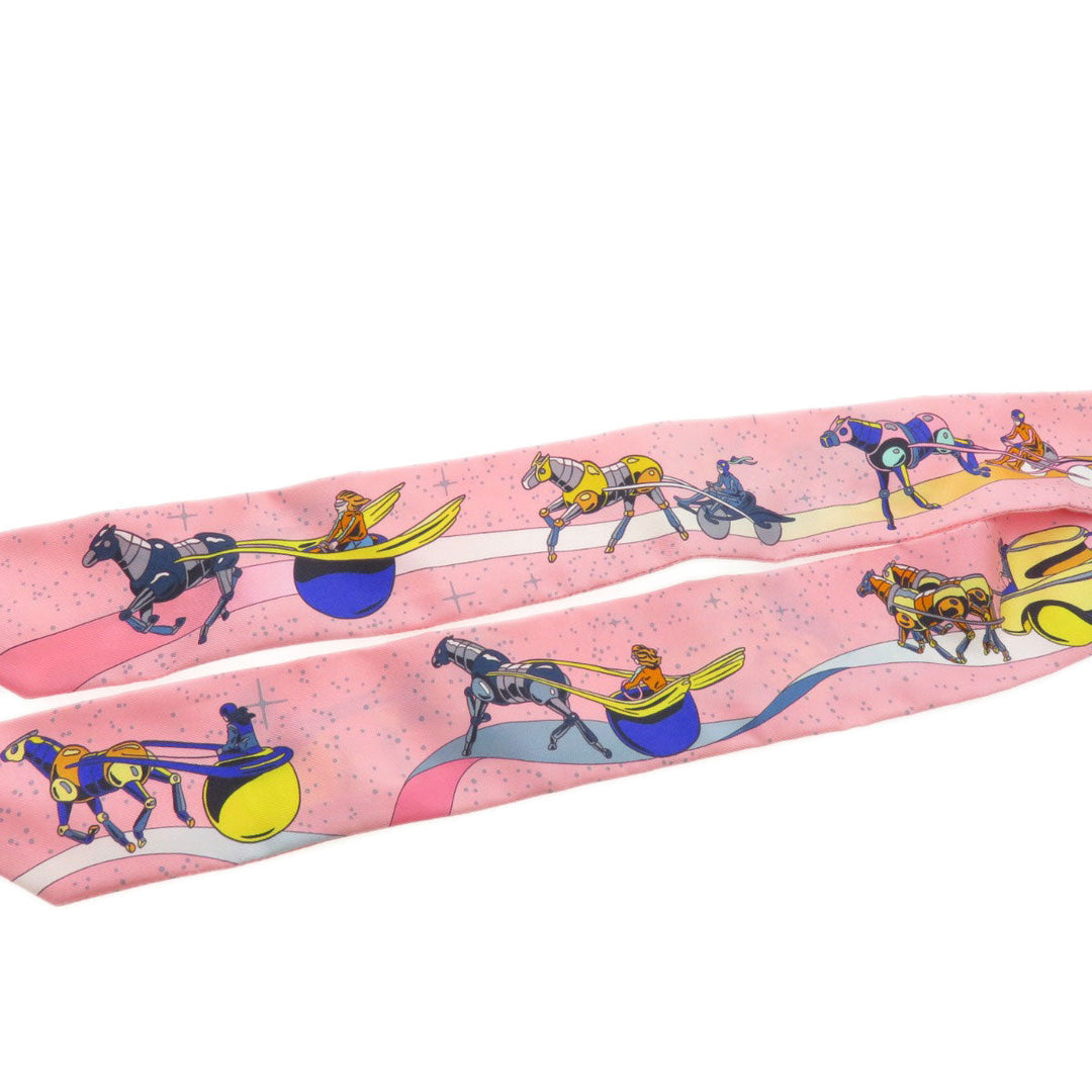 HERMES scarf silk pink Twilly Women Used Authentic