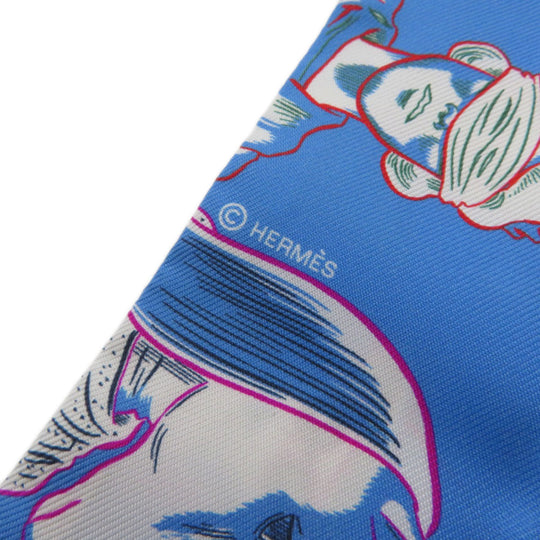 HERMES scarf silk blue Twilly Women Used Authentic