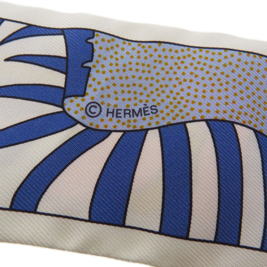 HERMES scarf silk white Twilly Women Used Authentic