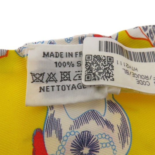 HERMES scarf silk yellow Twilly Women Used Authentic