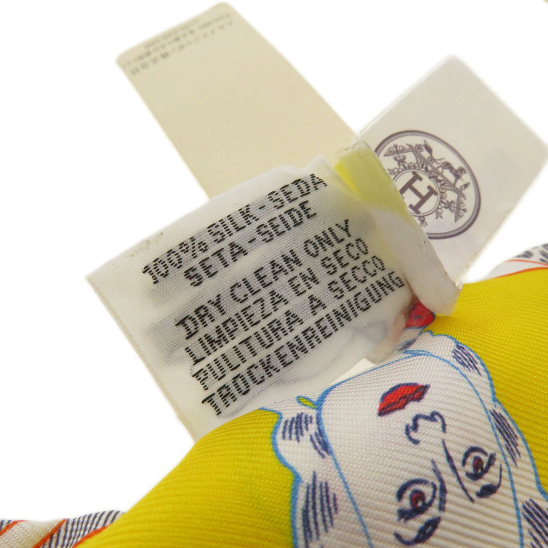 HERMES scarf silk yellow Twilly Women Used Authentic