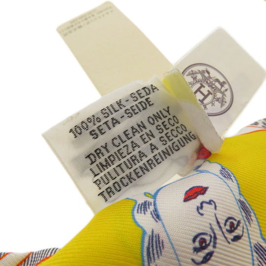 HERMES scarf silk yellow Twilly Women Used Authentic
