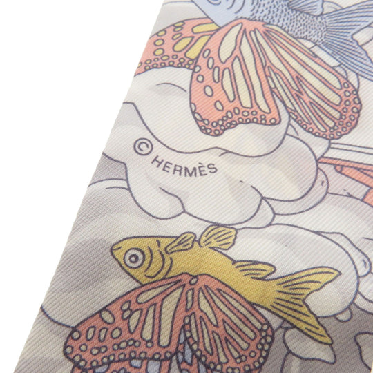 HERMES scarf silk Brown Twilly Women Used Authentic