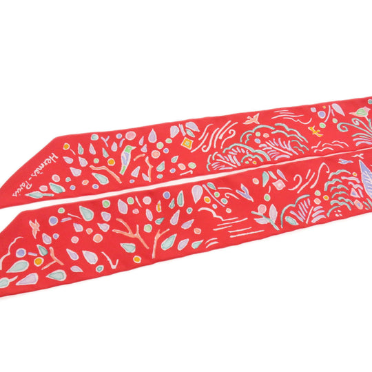 HERMES scarf silk Red Twilly Women Used Authentic