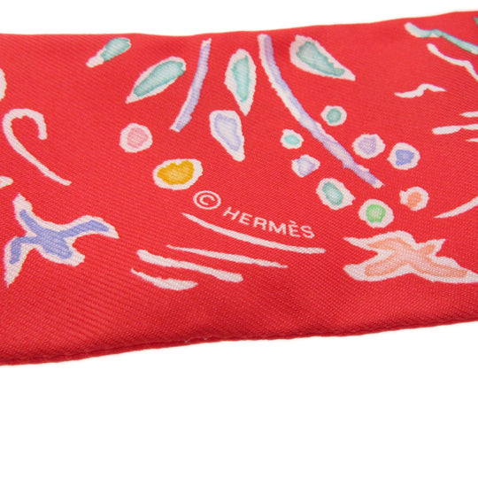 HERMES scarf silk Red Twilly Women Used Authentic