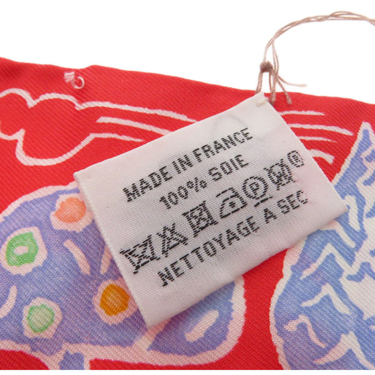 HERMES scarf silk Red Twilly Women Used Authentic