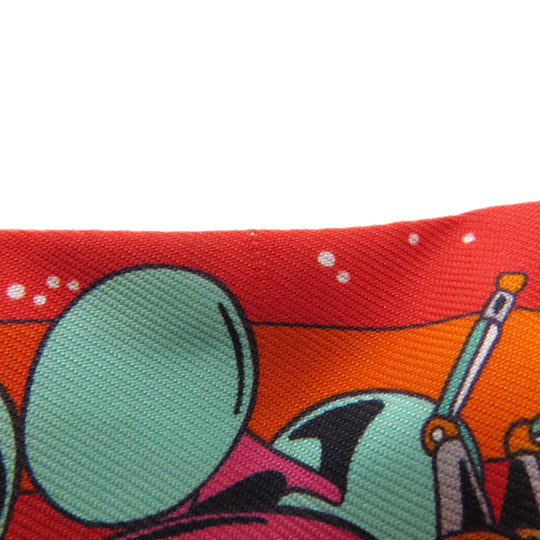 HERMES scarf silk Red Twilly Women Used Authentic