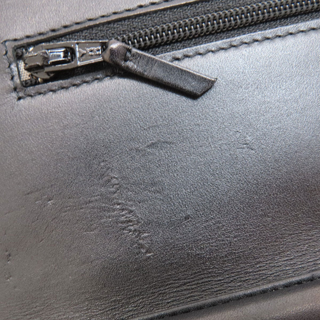 CHANEL Long Wallet Purse Calfskin black Chain Wallet Cambon Line SilverMetal