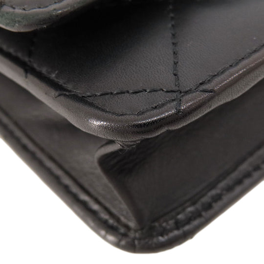 CHANEL Long Wallet Purse Calfskin black Chain Wallet Cambon Line SilverMetal