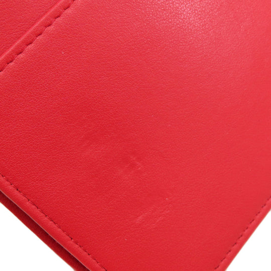 CHANEL Long Wallet Purse leather Red Chain Wallet Camellia COCO Mark SilverMetal