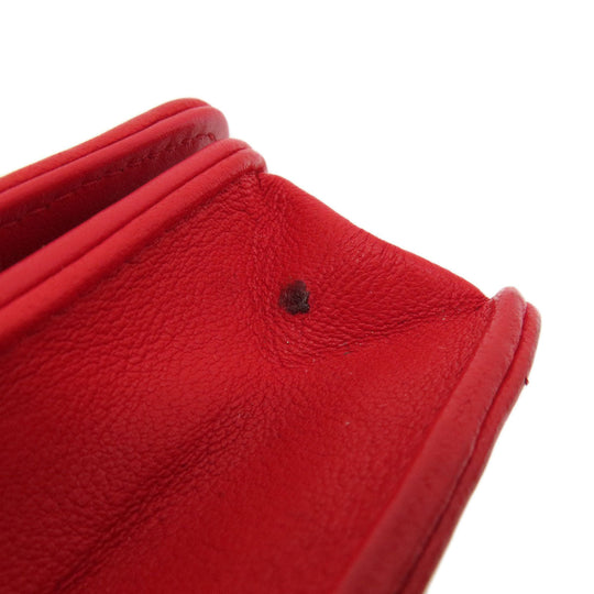 CHANEL Long Wallet Purse leather Red Chain Wallet Camellia COCO Mark SilverMetal