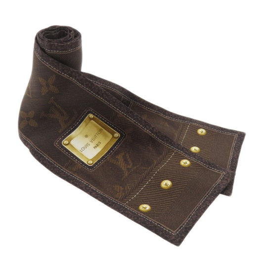 LOUIS VUITTON scarf M72396 silk Brown Bando New Denim Women Used Authentic