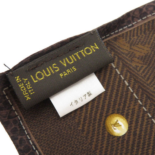 LOUIS VUITTON scarf M72396 silk Brown Bando New Denim Women Used Authentic