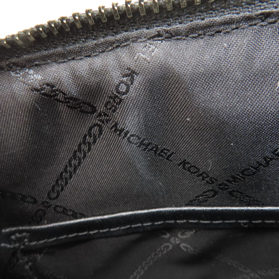MICHAEL KORS Shoulder Bag canvas black MK signature Women Used Authentic
