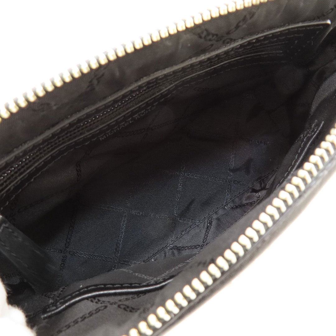 MICHAEL KORS Shoulder Bag canvas black MK signature Women Used Authentic