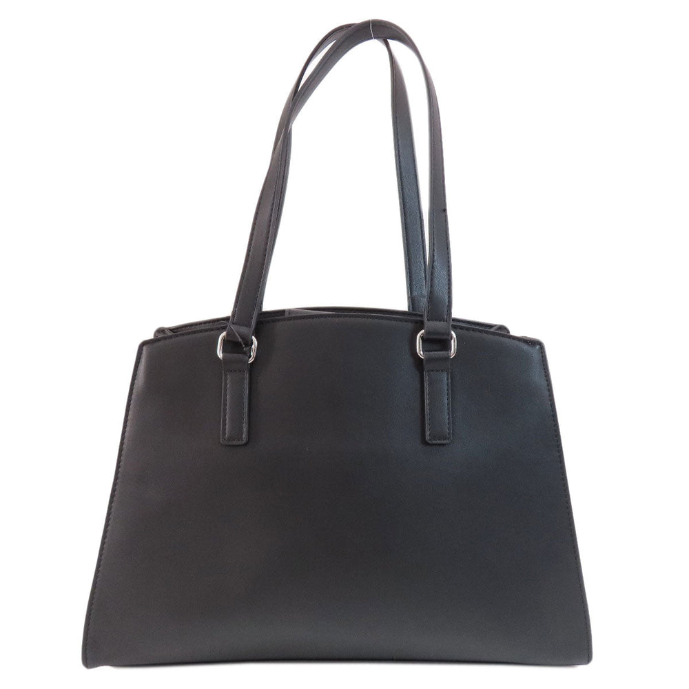 Guess Tote Bag leather black logoMetal 2WAY Women Used Authentic
