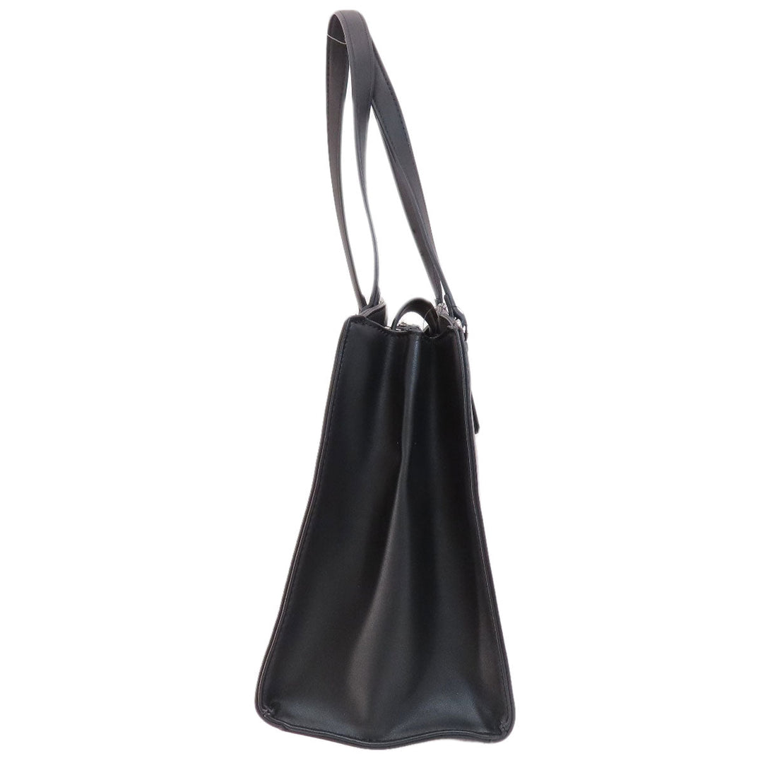 Guess Tote Bag leather black logoMetal 2WAY Women Used Authentic