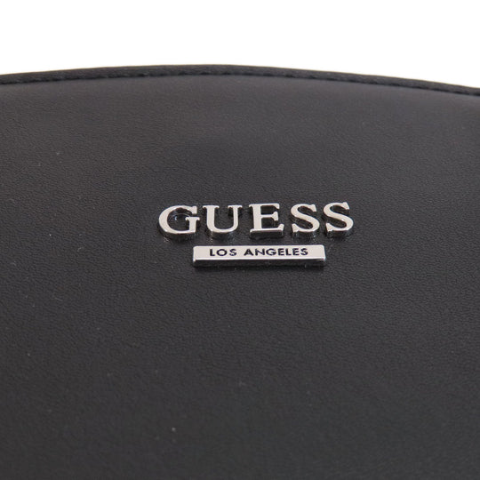 Guess Tote Bag leather black logoMetal 2WAY Women Used Authentic