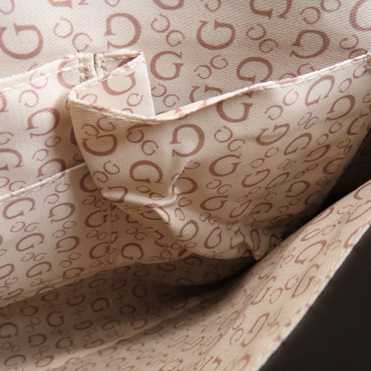 Guess Tote Bag leather black logoMetal 2WAY Women Used Authentic