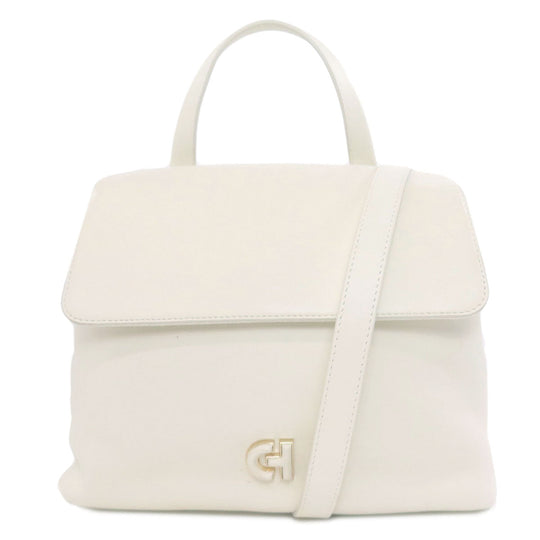 COLE HAAN Handbag leather white Collective Satchel 2WAY Women Used Authentic